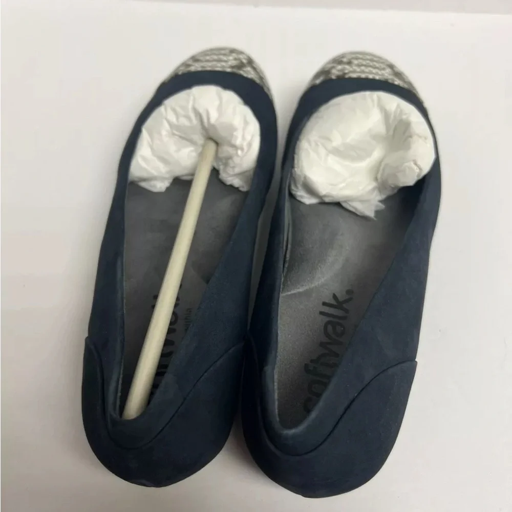 Softwalk Womens Sonoma Cap Toe Flat Navy 6 M